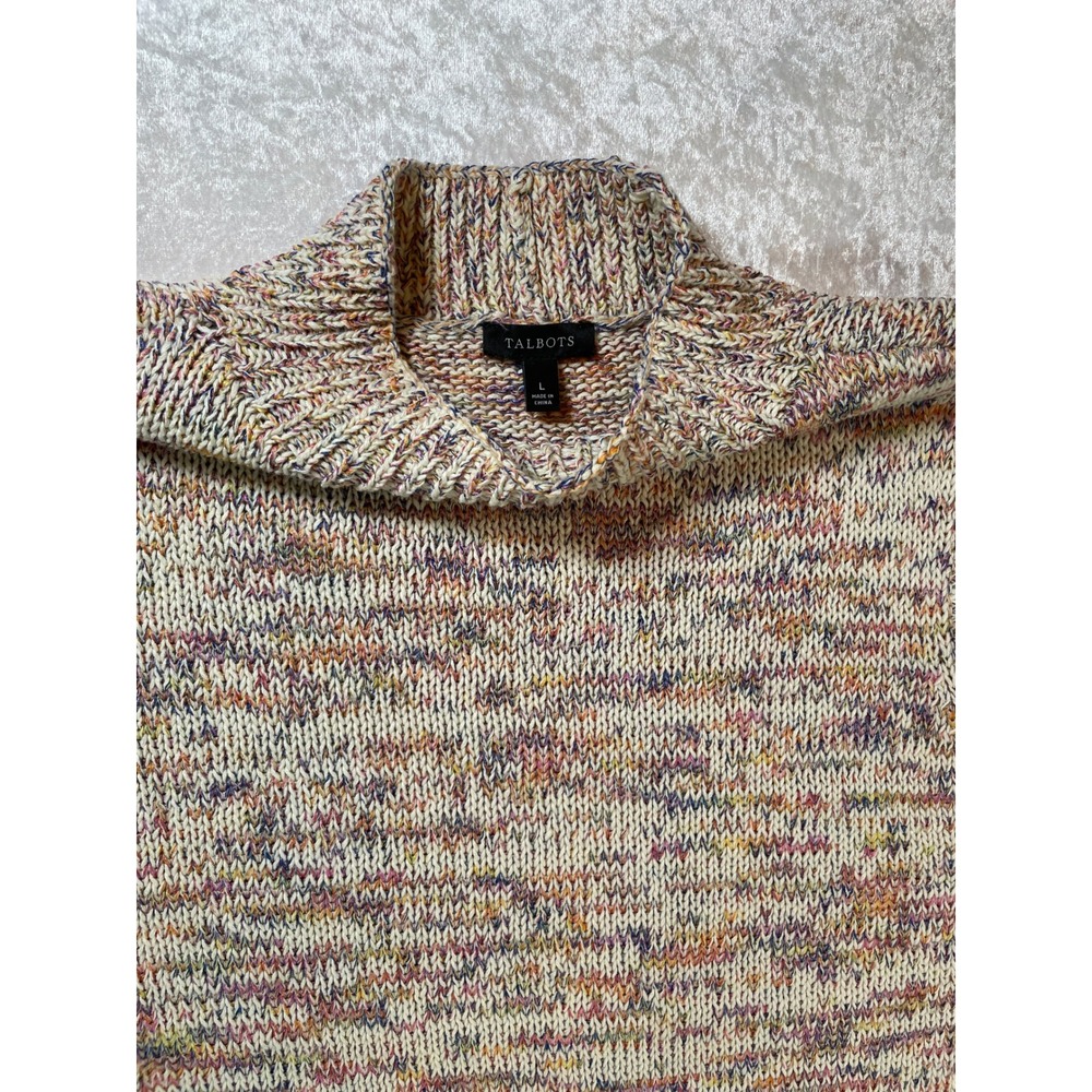 Talots Sweater Vest Women Large Multicolor EUC Mock Neck Space Dye Knit Layering - Picture 3 of 4